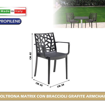 Sedia/Poltrona Matrix Bica in Polipropilene | Design Moderno per Interno ed Esterno, Made in Italy Antracite Poltrona Bica