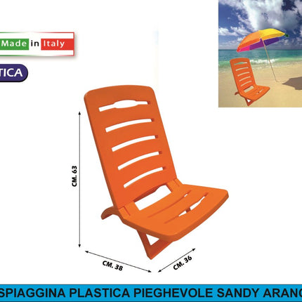 Bica Spiaggina Plastica Pieghevole: Sedia Mare Giardino Diversi Colori Arancione Bica