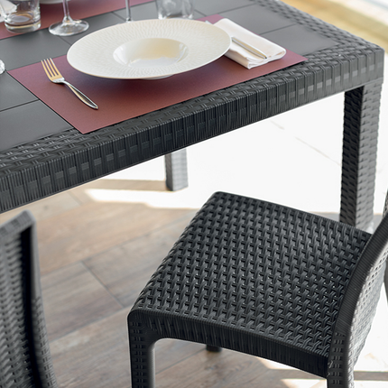 Bica Tavolo Dallas Effetto Rattan 80X80Cm Resistente Esterni