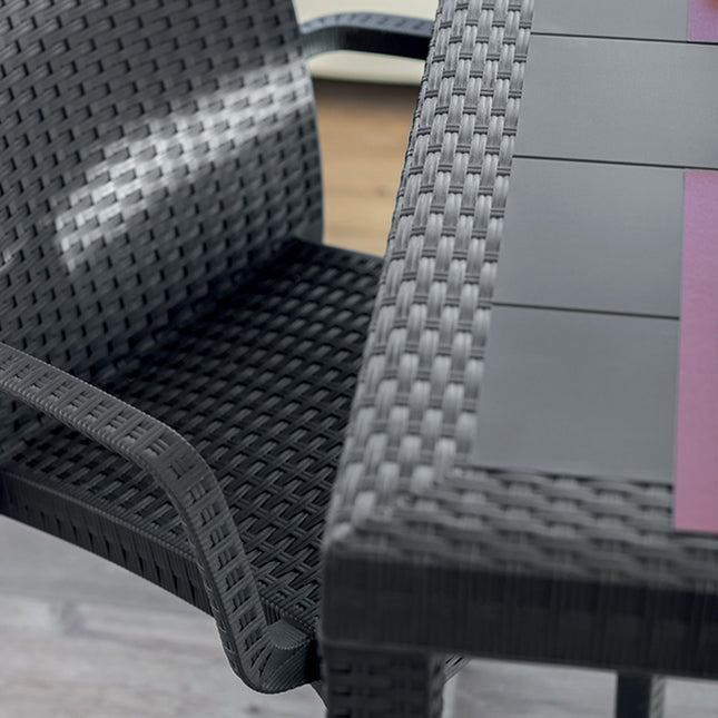 Bica Tavolo Dallas Effetto Rattan 80X80Cm Resistente Esterni