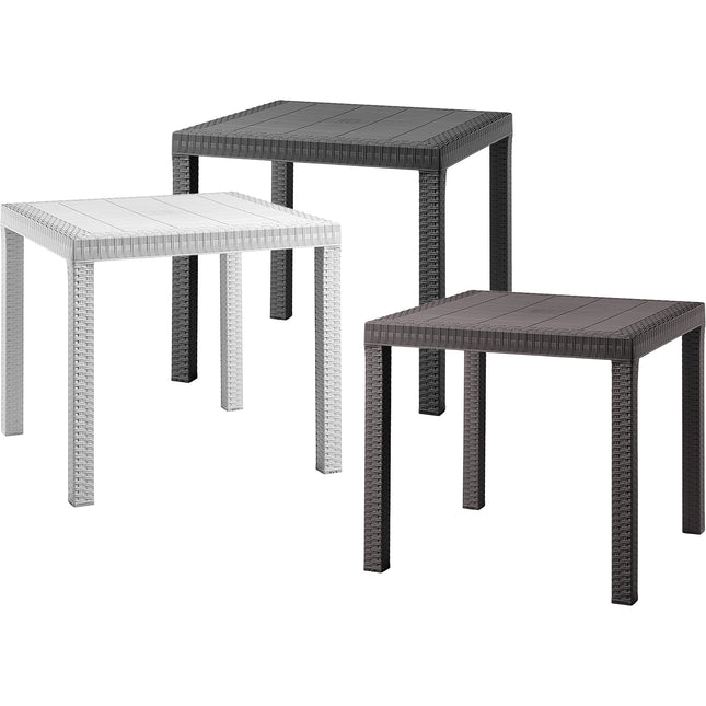 Bica Tavolo Dallas Effetto Rattan 80X80Cm Resistente Esterni