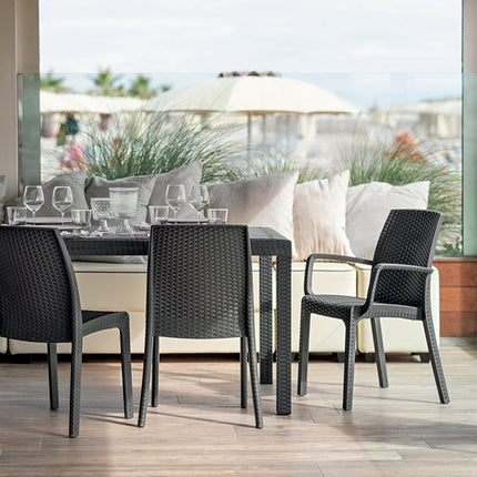 Bica Poltrona Da Giardino Indiana Sedia Con Braccioli Poltrona Effetto Rattan Per Esterni In Polipropilene 59X57X86H Cm Bica