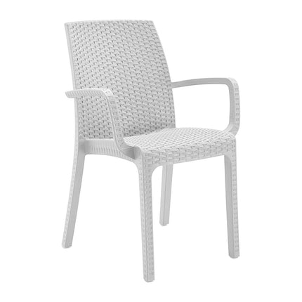 Bica Poltrona Da Giardino Indiana Sedia Con Braccioli Poltrona Effetto Rattan Per Esterni In Polipropilene 59X57X86H Cm