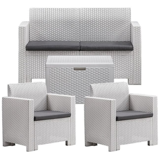 Bica Salotto Da Giardino Completo Nebraska Set Divano + Tavolino + 2 Poltrone Da Esterni Con Finitura Effetto Rattan