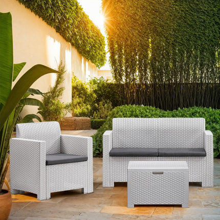 Bica Salotto Da Giardino Completo Nebraska Set Divano + Tavolino + 2 Poltrone Da Esterni Con Finitura Effetto Rattan Bica