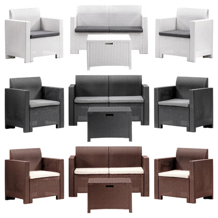 Bica Salotto Da Giardino Completo Nebraska Set Divano + Tavolino + 2 Poltrone Da Esterni Con Finitura Effetto Rattan Bica