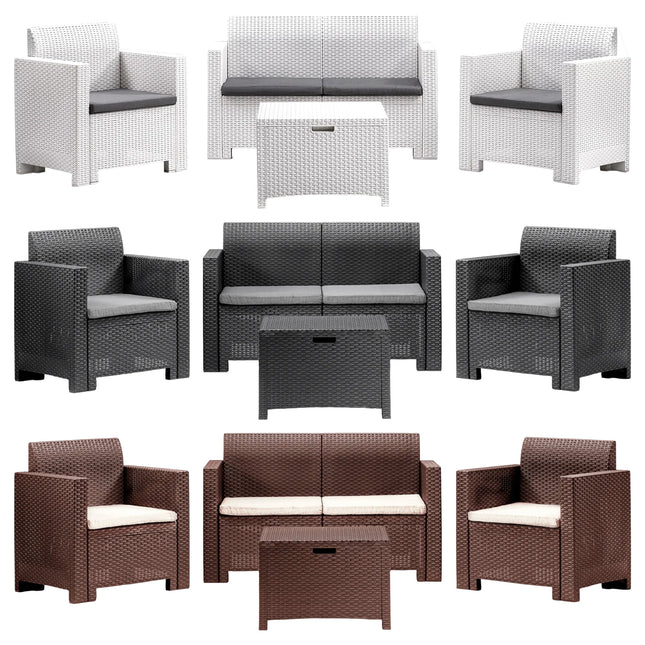 Bica Salotto Da Giardino Completo Nebraska Set Divano + Tavolino + 2 Poltrone Da Esterni Con Finitura Effetto Rattan Bica