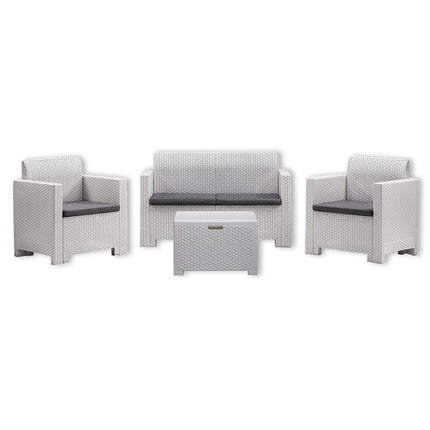 Bica Salotto Da Giardino Completo Nebraska Set Divano + Tavolino + 2 Poltrone Da Esterni Con Finitura Effetto Rattan