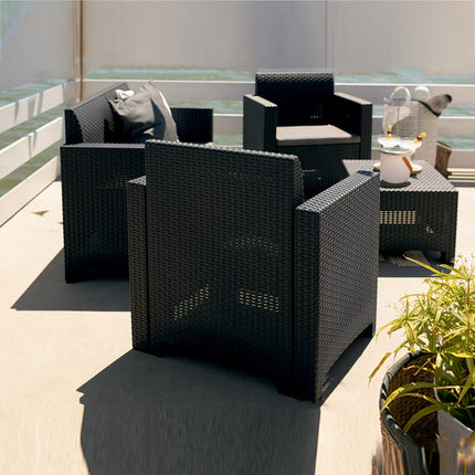 Bica Salotto Da Giardino Completo Nebraska Set Divano + Tavolino + 2 Poltrone Da Esterni Con Finitura Effetto Rattan
