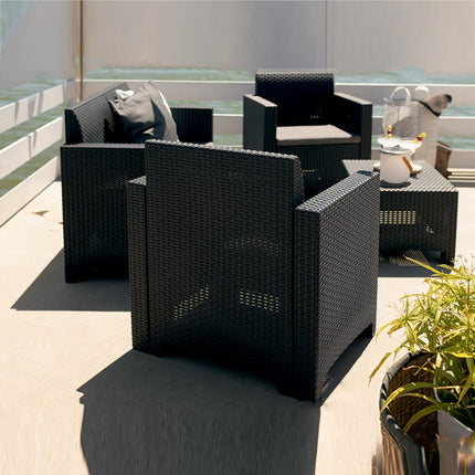 Bica Salotto Da Giardino Completo Nebraska Set Divano + Tavolino + 2 Poltrone Da Esterni Con Finitura Effetto Rattan