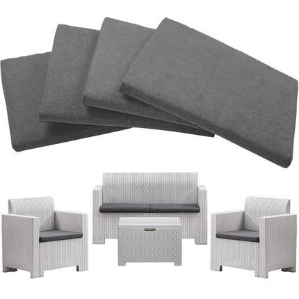 Set di Ricambio per Cuscini in Rattan, 4 Pezzi, Grigio - Eleganza Comfort Fodere lavabili Arredo esterno