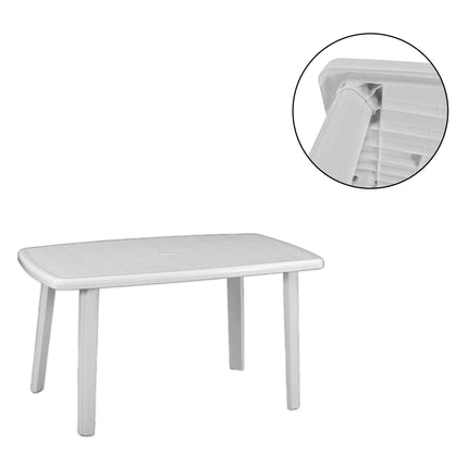 Set 6 Poltrone Ratak con Tavolo Rettangolare Ovale Cayman in Polipropilene Impilabile Facile da Montare Made in Italy - Completo Verde/Bianco Casalinghi Sicignano
