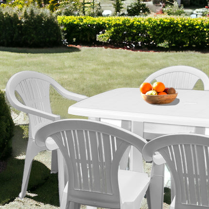 Set 6 Poltrone Ratak con Tavolo Rettangolare Ovale Cayman in Polipropilene Impilabile Facile da Montare Made in Italy - Completo Verde/Bianco Casalinghi Sicignano