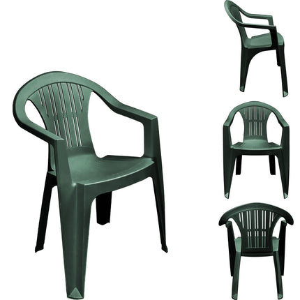 Set 6 Poltrone Ratak con Tavolo Rettangolare Ovale Cayman in Polipropilene Impilabile Facile da Montare Made in Italy - Completo Verde/Bianco Casalinghi Sicignano