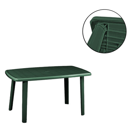 Set 6 Poltrone Ratak con Tavolo Rettangolare Ovale Cayman in Polipropilene Impilabile Facile da Montare Made in Italy - Completo Verde/Bianco Casalinghi Sicignano