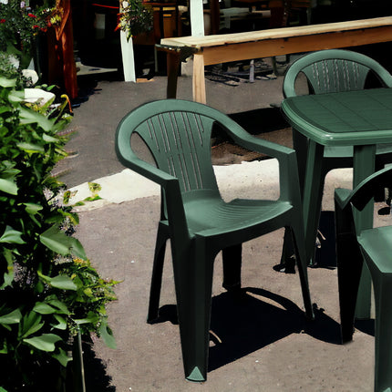 Set 6 Poltrone Ratak con Tavolo Rettangolare Ovale Cayman in Polipropilene Impilabile Facile da Montare Made in Italy - Completo Verde/Bianco Casalinghi Sicignano