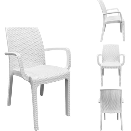 Bica Set Completo Tavolo Dallas 80×80 cm + 4 Poltrone Indiana Polipropilene Rattan per Interni Esterni Antracite/Bianco/Marrone Bica