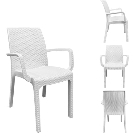 Set 6 Poltrone Indiana con Tavolo Houston Rettangolare Rattan 150x90 cm, Made in Italy - Completo Bianco/Antracite Casalinghi Sicignano