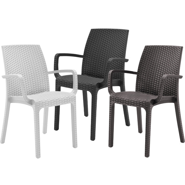 Bica Poltrona Da Giardino Indiana Sedia Con Braccioli Poltrona Effetto Rattan Per Esterni In Polipropilene 59X57X86H Cm
