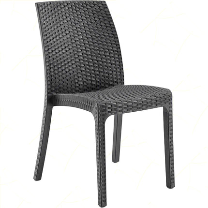 Bica Sedia Da Giardino Virginia Poltrona Senza Braccioli Rattan Per Esterni In Polipropilene Antracite 47X59X86H Cm
