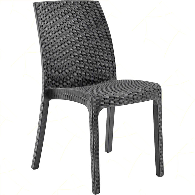 Bica Sedia Da Giardino Virginia Poltrona Senza Braccioli Rattan Per Esterni In Polipropilene Antracite 47X59X86H Cm