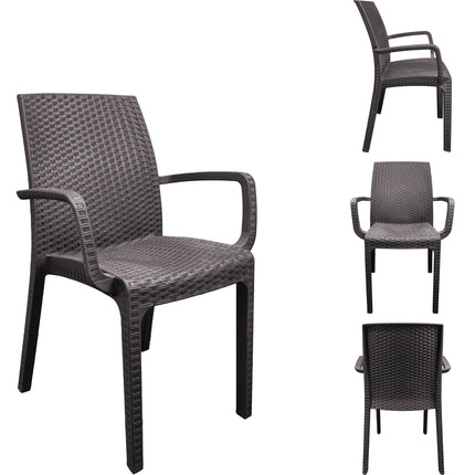 Bica Set Completo Tavolo Dallas 80×80 cm + 4 Poltrone Indiana Polipropilene Rattan per Interni Esterni Antracite/Bianco/Marrone Bica
