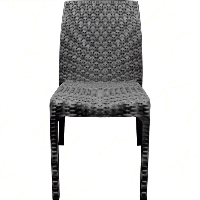 Bica Sedia Da Giardino Virginia Poltrona Senza Braccioli Rattan Per Esterni In Polipropilene Antracite 47X59X86H Cm