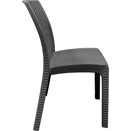 Bica Sedia Da Giardino Virginia Poltrona Senza Braccioli Rattan Per Esterni In Polipropilene Antracite 47X59X86H Cm