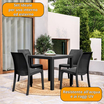 Bica Sedia Da Giardino Virginia Poltrona Senza Braccioli Rattan Per Esterni In Polipropilene Antracite 47X59X86H Cm