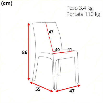 Bica Sedia Da Giardino Virginia Poltrona Senza Braccioli Rattan Per Esterni In Polipropilene Antracite 47X59X86H Cm