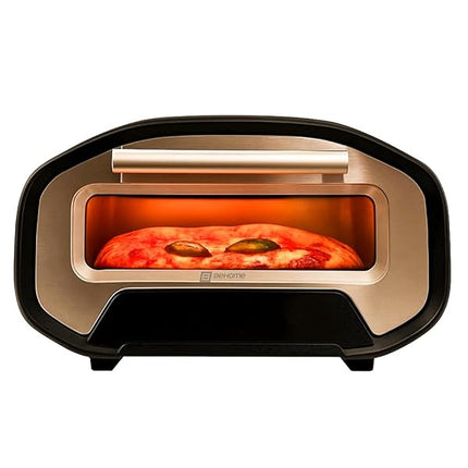 BEHOME Forno Pizza Elettrico, 430°C, Cuoce in 2 min, 420 W, Pala e Pietra Refrattaria incluse, cottura uniforme e modalità per pizza napoletana, romana, americana Behome