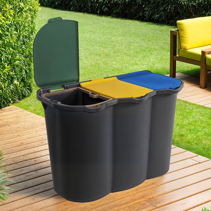 Belli & Forti Pattumiera Differenziata 3 Scomparti Unica – 80L – Raccolta Rifiuti Con Etichette E Separatori Belli & Forti