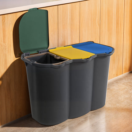 Belli & Forti Pattumiera Differenziata 3 Scomparti Unica – 80L – Raccolta Rifiuti Con Etichette E Separatori Belli & Forti
