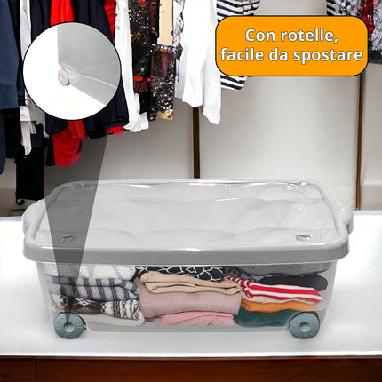 Belli & Forti Contenitore Con Coperchio Salvaspazio In Pvc Con Ruote 40X60X18,5 Colori Assortiti