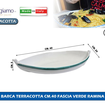 Pirofila Barca Terracotta Benegiamo Piatto Portata Pesce Forno Made in Italy