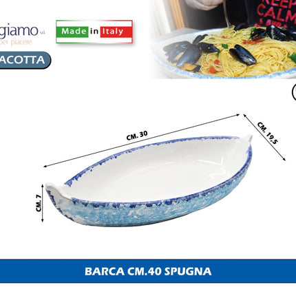Pirofila Barca Terracotta Benegiamo Piatto Portata Pesce Forno Made in Italy