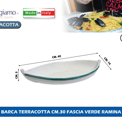 Pirofila Barca Terracotta Benegiamo Piatto Portata Pesce Forno Made in Italy