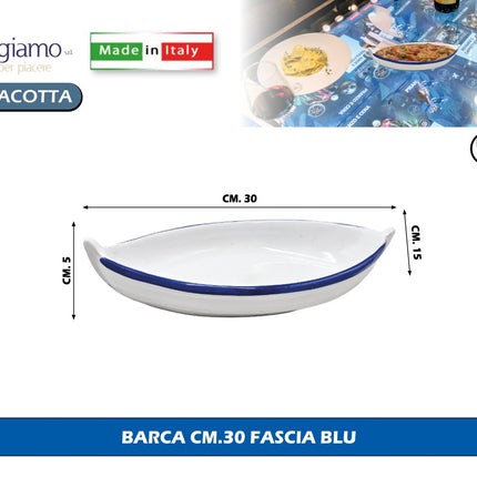 Pirofila Barca Terracotta Benegiamo Piatto Portata Pesce Forno Made in Italy