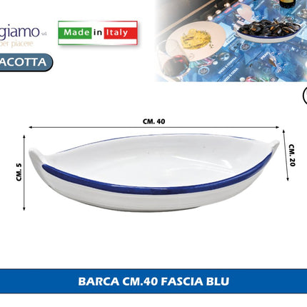 Pirofila Barca Terracotta Benegiamo Piatto Portata Pesce Forno Made in Italy