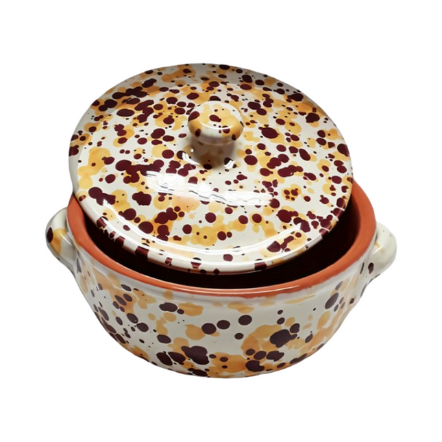 Casseruola in Terracotta con Coperchio Made in Italy - Linea Familia per Cucina Sana - Adatta a Forno e Gas Benegiamo
