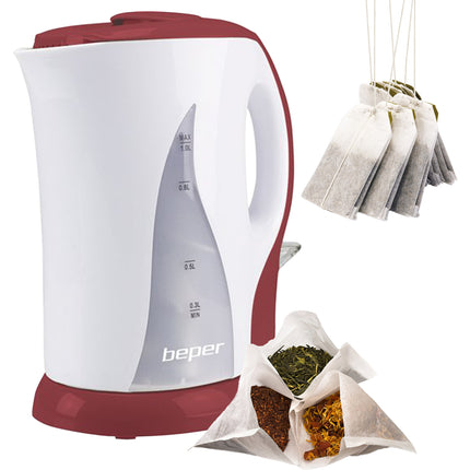 Beper Bollitore Elettrico 1L Senza Fili 900W Caraffa Graduata con Spegnimento Automatico Beper