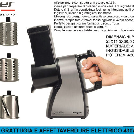 GRATTUGIA E AFFETTAVERDURE ELETTRICO 430W Beper