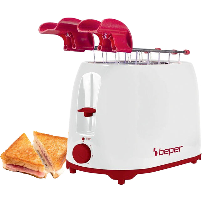 Beper Tosta Pane con Pinze Impugnatura 750W con Spegnimento Automatico 7 Livelli di Doratura Tostapane per Toast Croccanti Beper