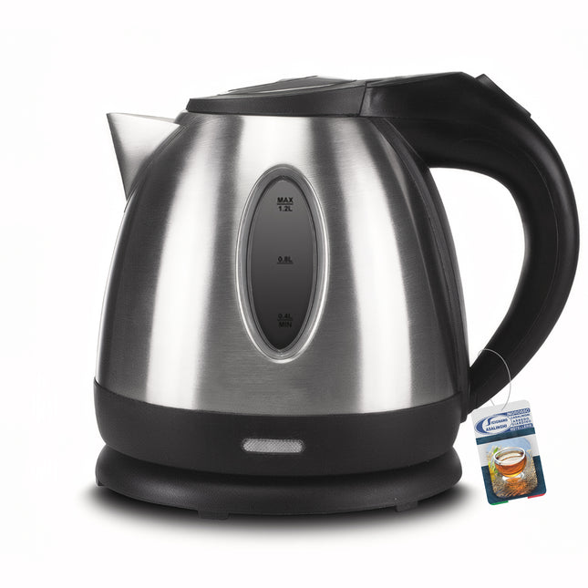 Beper Bollitore Elettrico 1,2 L in Acciaio Inox – Base 360°, Spegnimento Automatico, Filtro Anticalcare Beper