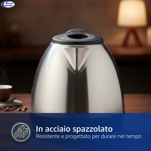 Beper Bollitore Elettrico 1,2 L in Acciaio Inox – Base 360°, Spegnimento Automatico, Filtro Anticalcare Beper