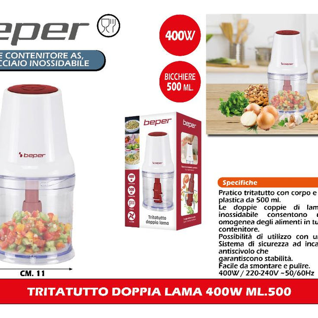 Beper TRITATUTTO DOPPIA LAMA 400W ML.500 Beper