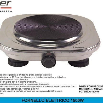 FORNELLO ELETTRICO 1500W Beper