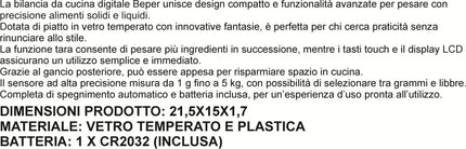 Bilancia Cucina Elettr. Kg.5 Div. 1 Gr. Effetto Mattoncini Beper