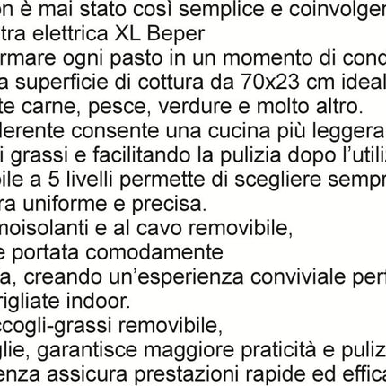 Piastra Teppanyaki Elettrica XL 2000W Grill Barbecue Antiaderente 70x23