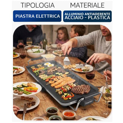 Piastra Teppanyaki Elettrica XL 2000W Grill Barbecue Antiaderente 70x23